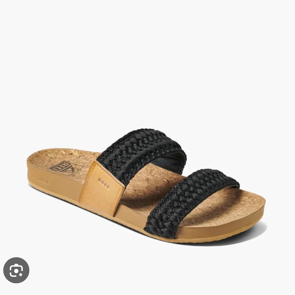 Reef Women's Two-strap Slide Sandals in Black and Tan